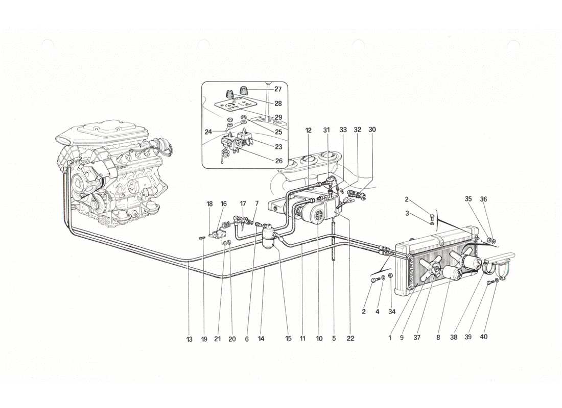 ferrari 208 gtb gts système de conditionnement d'air schéma des pièces