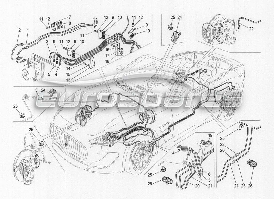 maserati grancabrio mc centenario diagramme de pièces de tuyaux