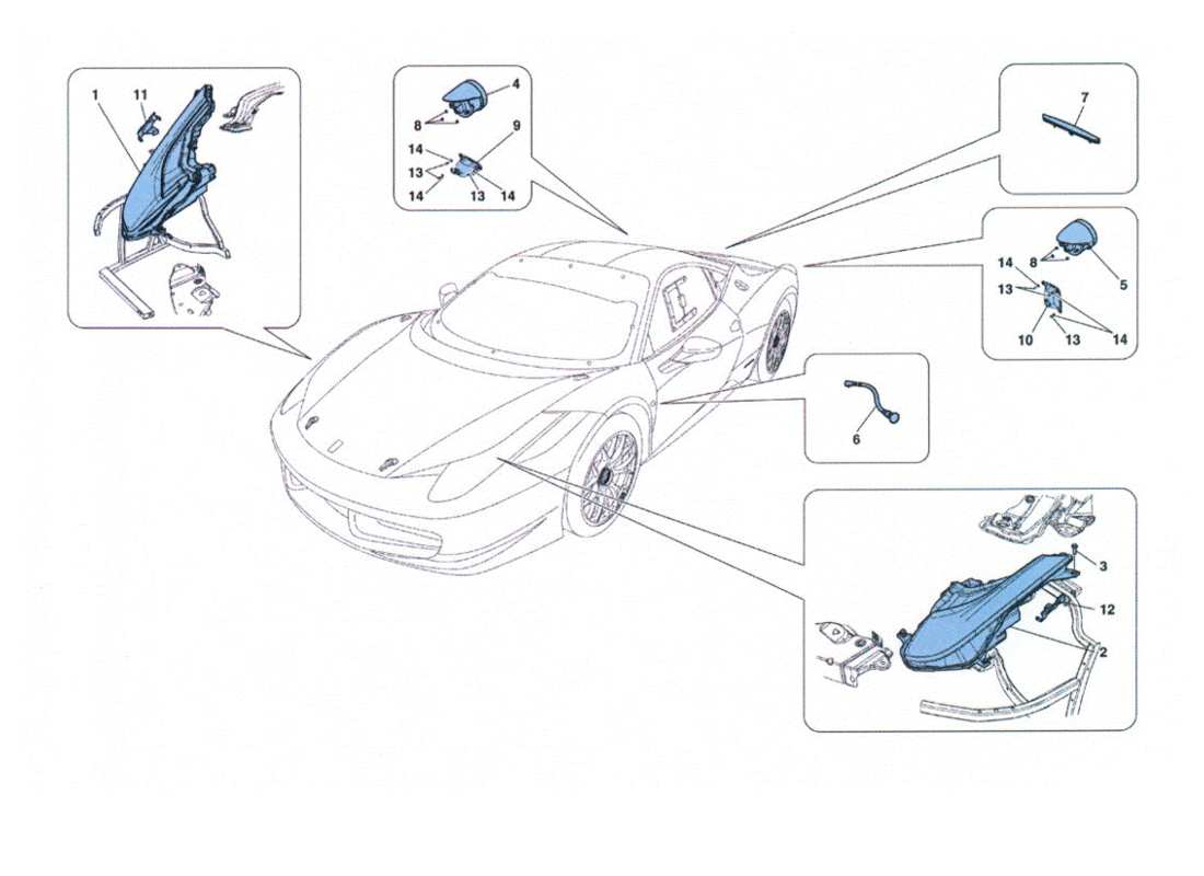 ferrari 458 challenge diagramme de la pièce fanali anteriori