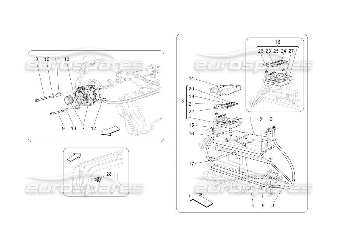 maserati qtp. (2007) 4.2 auto diagramme des pièces de production et d'accumulation d'énergie