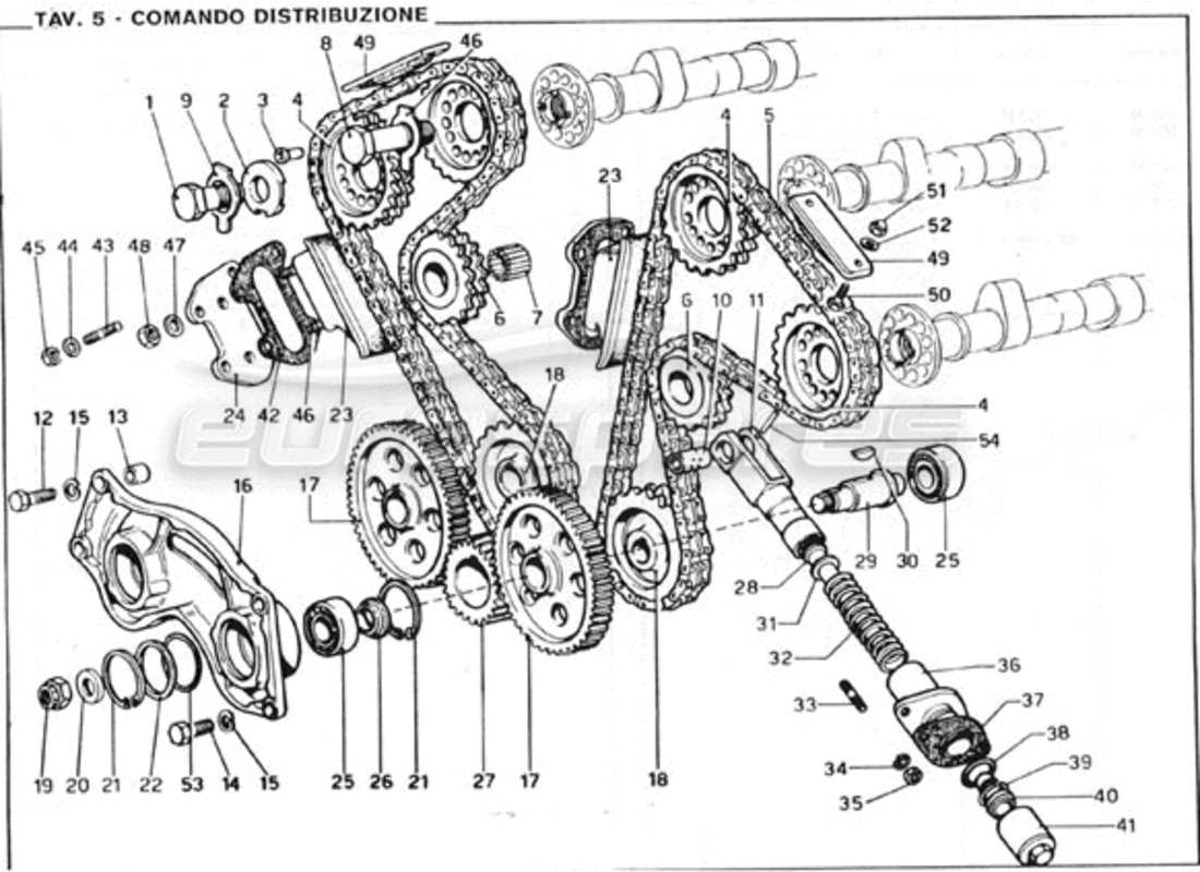 ferrari 246 gt series 1 contrôle du timing schéma des pièces