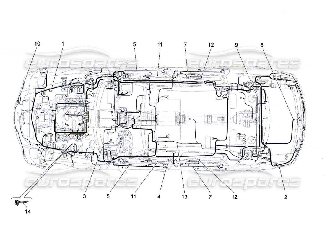 maserati qtp. (2010) 4.7 schéma des pièces du câblage principal