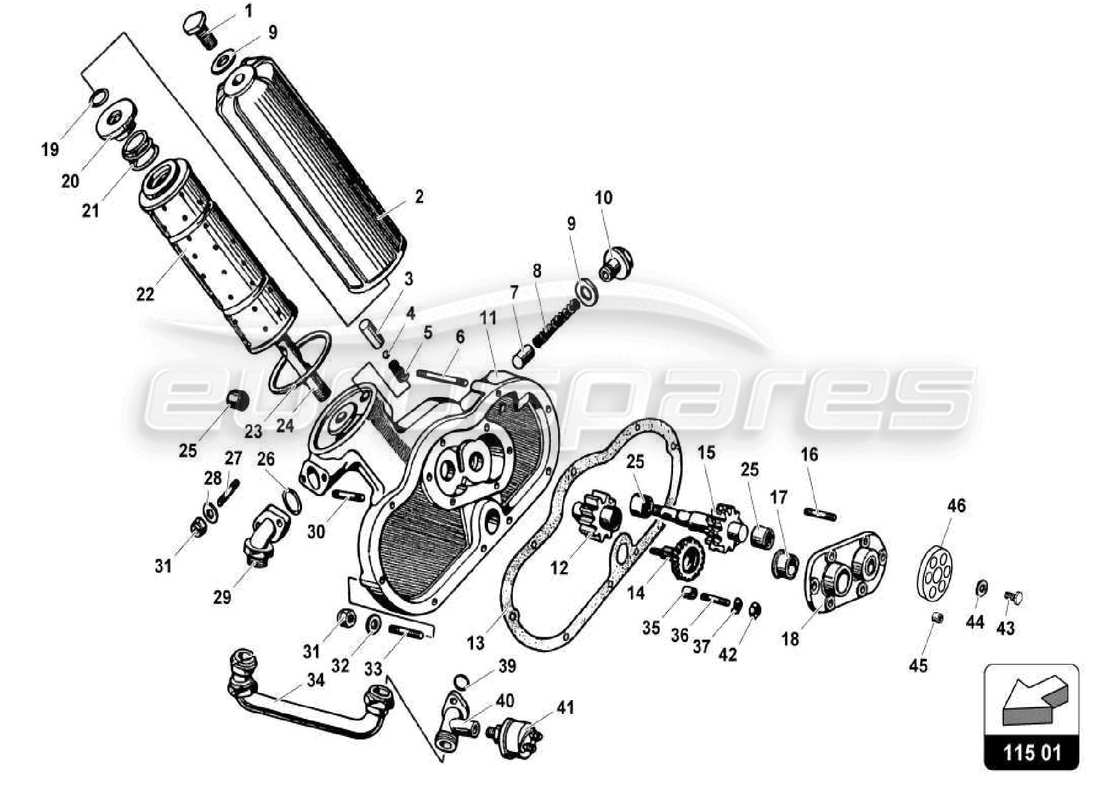 lamborghini miura p400s filtre à l'huile schéma des pièces