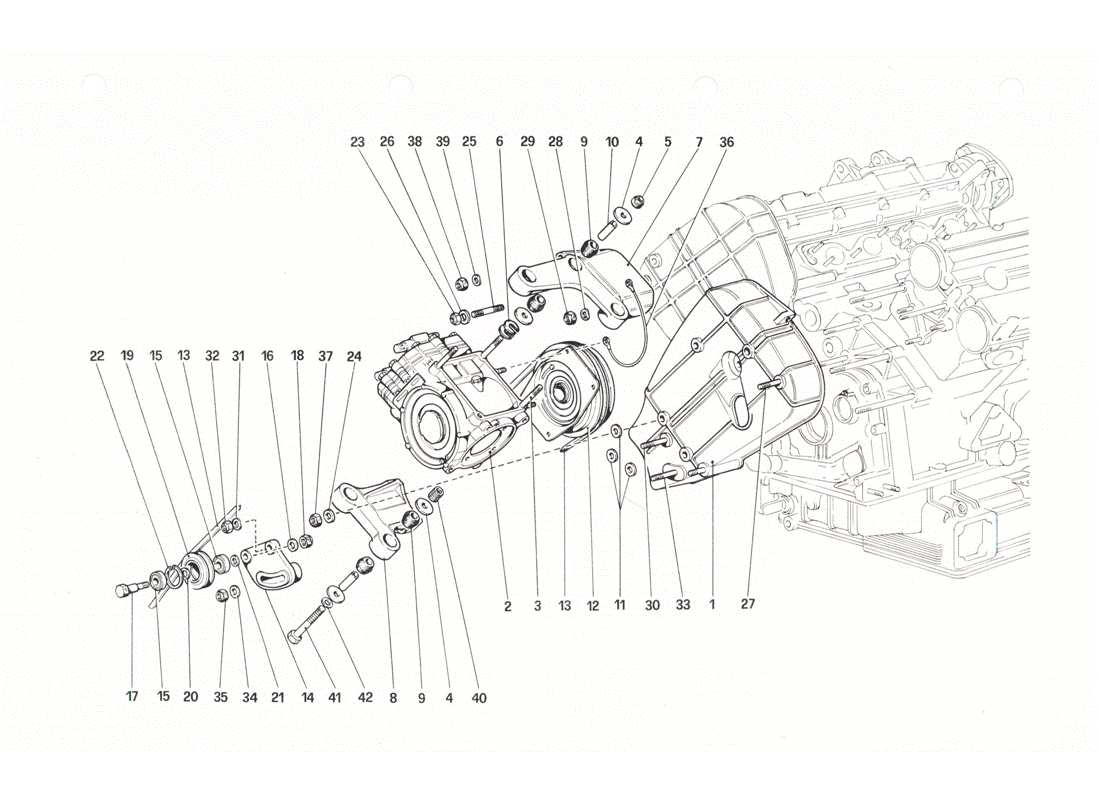 ferrari 208 gtb gts schéma des pièces du compresseur et des commandes de climatisation