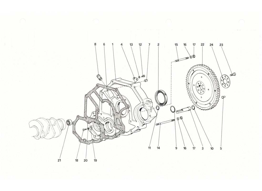 ferrari 208 gtb gts entretoise de volant moteur et de carter d'embrayage schéma des pièces