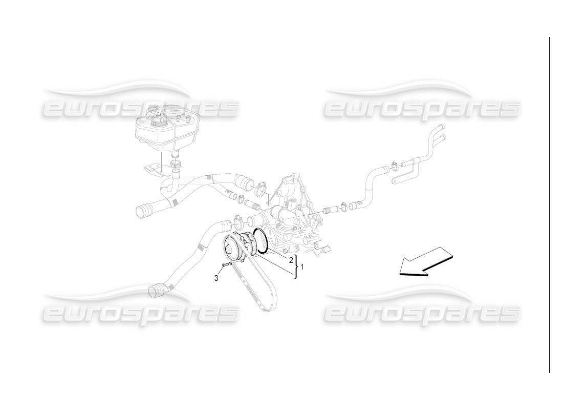 maserati qtp. (2007) 4.2 auto système de refroidissement : diagramme de pièces de la pompe à eau