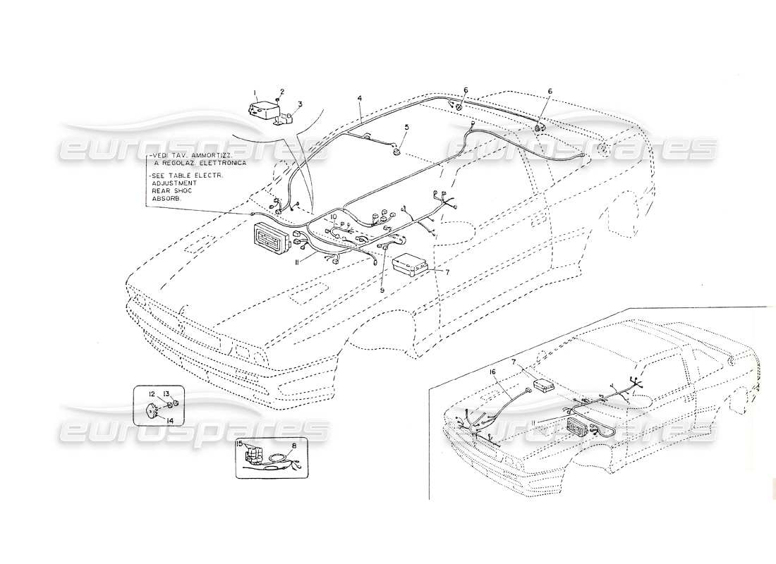 maserati shamal câblage de la console et du plafonnier schéma des pièces