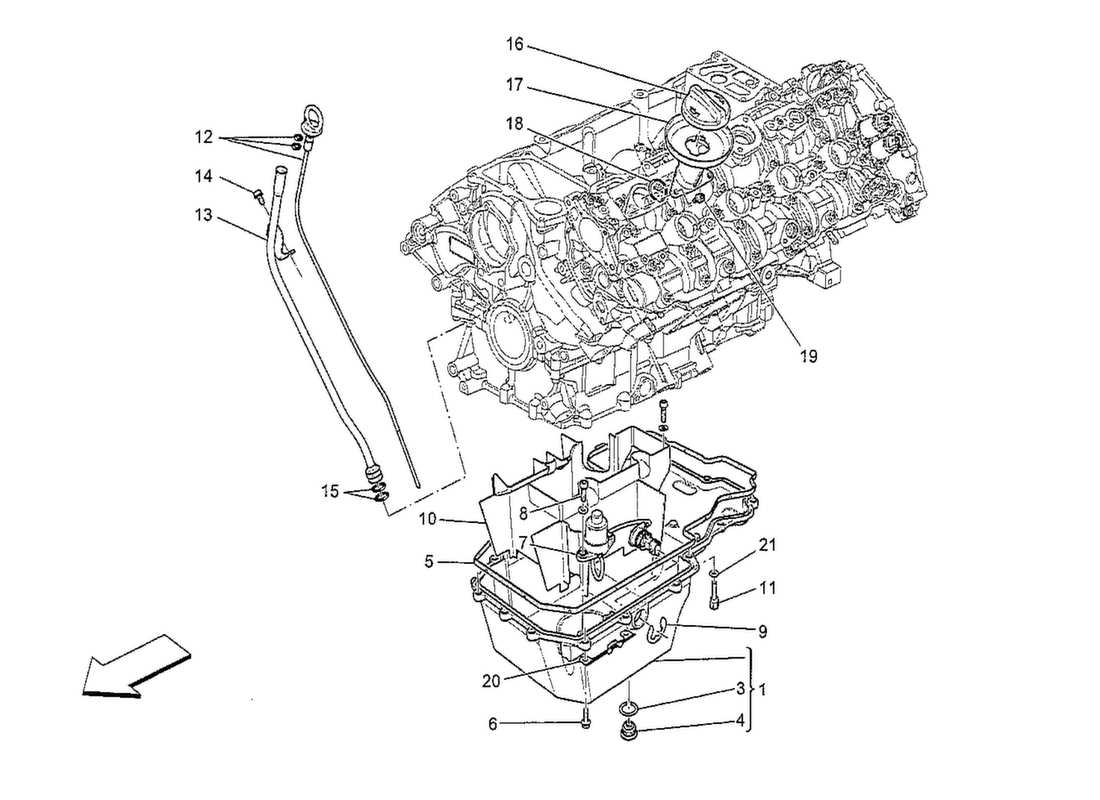 maserati qtp. v8 3.8 530bhp 2014 système de lubrification : schéma des circuits et des pièces de collecte