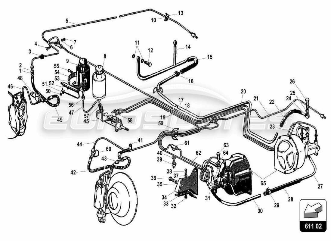 lamborghini 350 gt système de freinage schéma des pièces