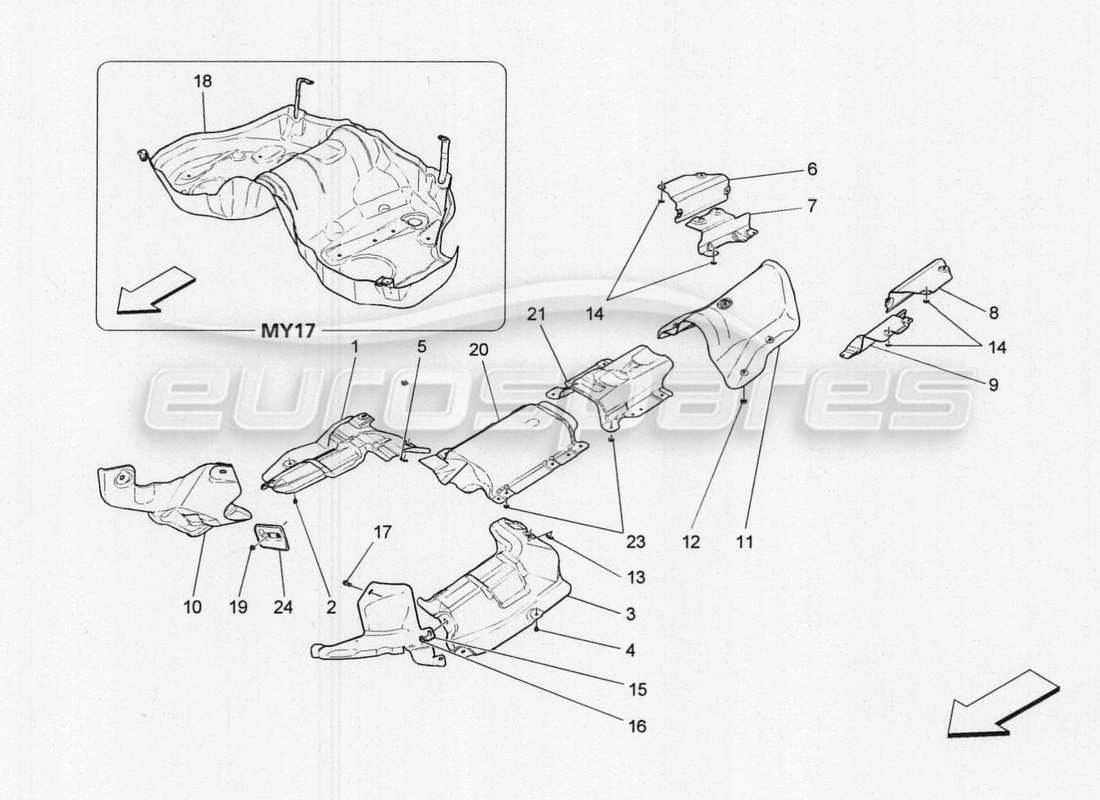 maserati qtp. v8 3.8 530bhp 2014 auto panneaux d'isolation thermique schéma des pièces