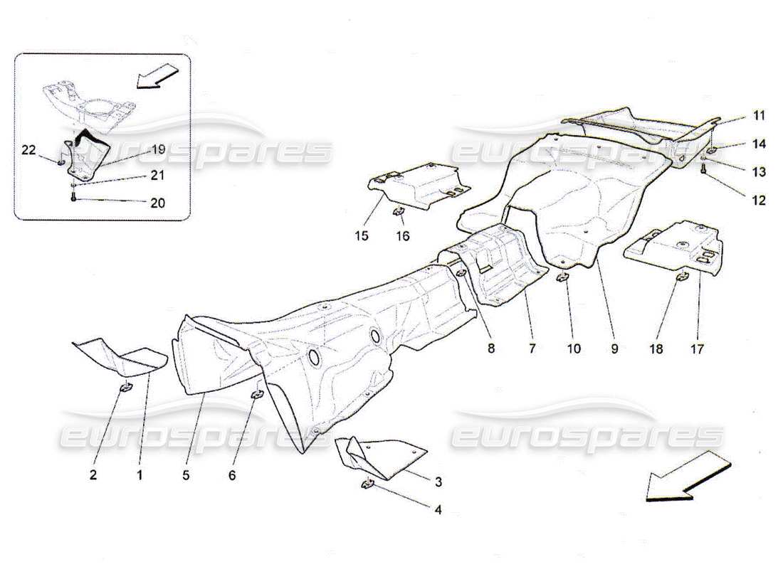 maserati qtp. (2010) 4.2 panneaux d'isolation thermique à l'intérieur du schéma des pièces du véhicule
