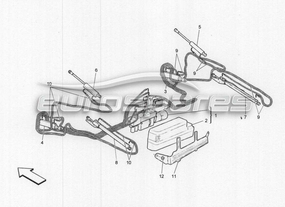 maserati grancabrio mc centenario système électrique : schéma des pièces du système hydraulique