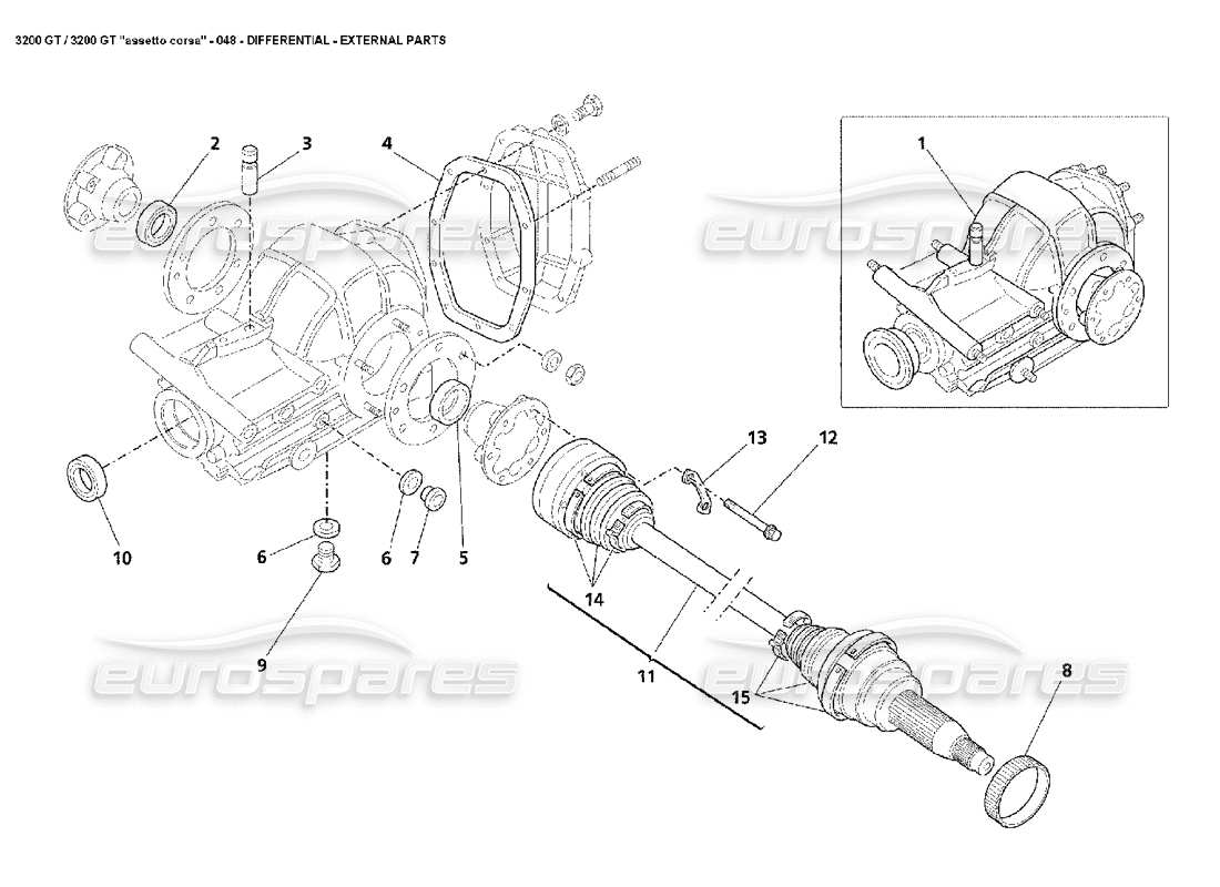 maserati 3200 gt/gta/assetto corsa différentiel : diagramme de pièces des pièces externes