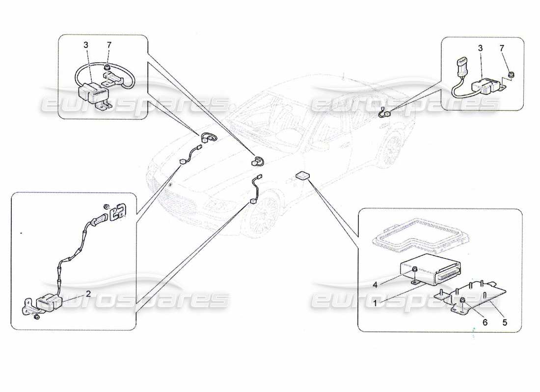 maserati qtp. (2010) 4.7 schéma des pièces de la commande électronique (suspension)