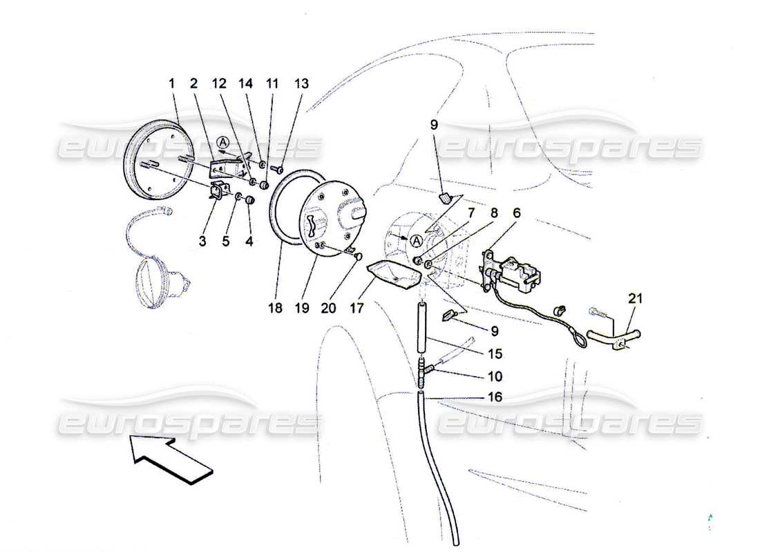 maserati qtp. (2010) 4.7 trappe et commandes du réservoir de carburant schéma des pièces