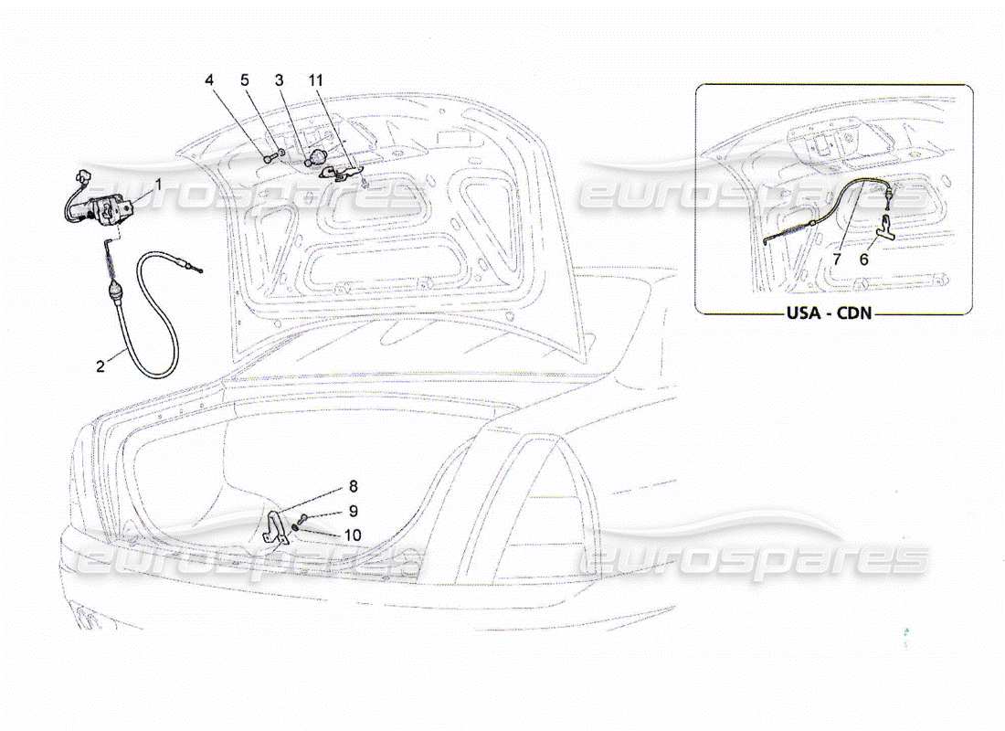 maserati qtp. (2010) 4.2 commande d'ouverture du capot arrière schéma des pièces