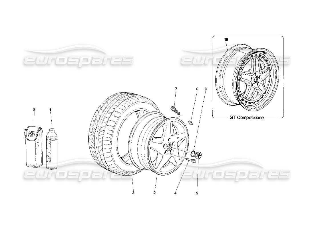 ferrari 348 (2.7 motronic) roues schéma des pièces