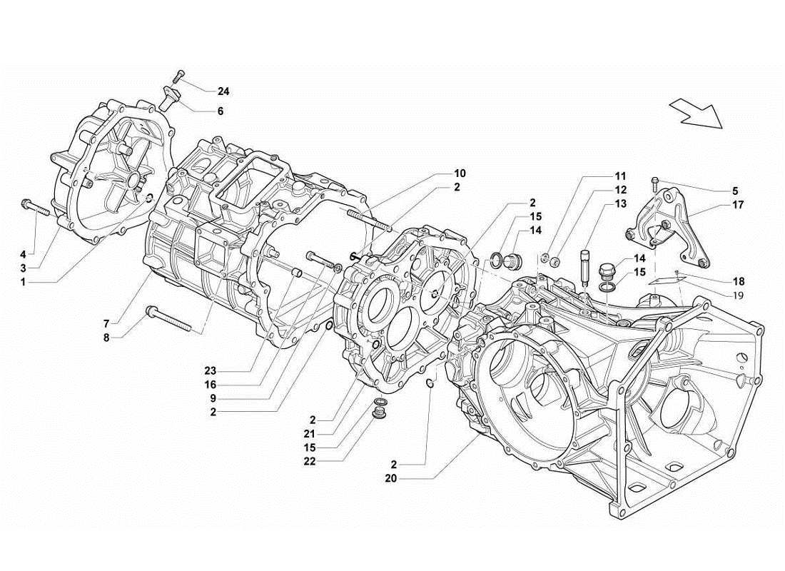 lamborghini gallardo lp560-4s update boîte de vitesses - carter de différentiel arrière schéma des pièces