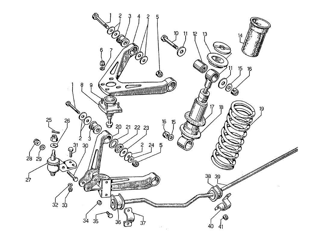 lamborghini jarama suspension avant schéma des pièces