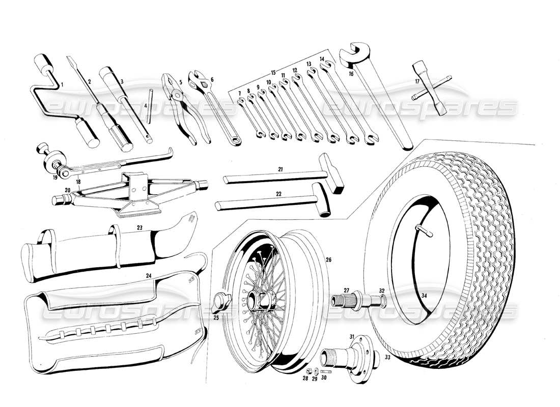 maserati qtp.v8 4.7 (s1 & s2) 1967 schéma des pièces des outils et accessoires