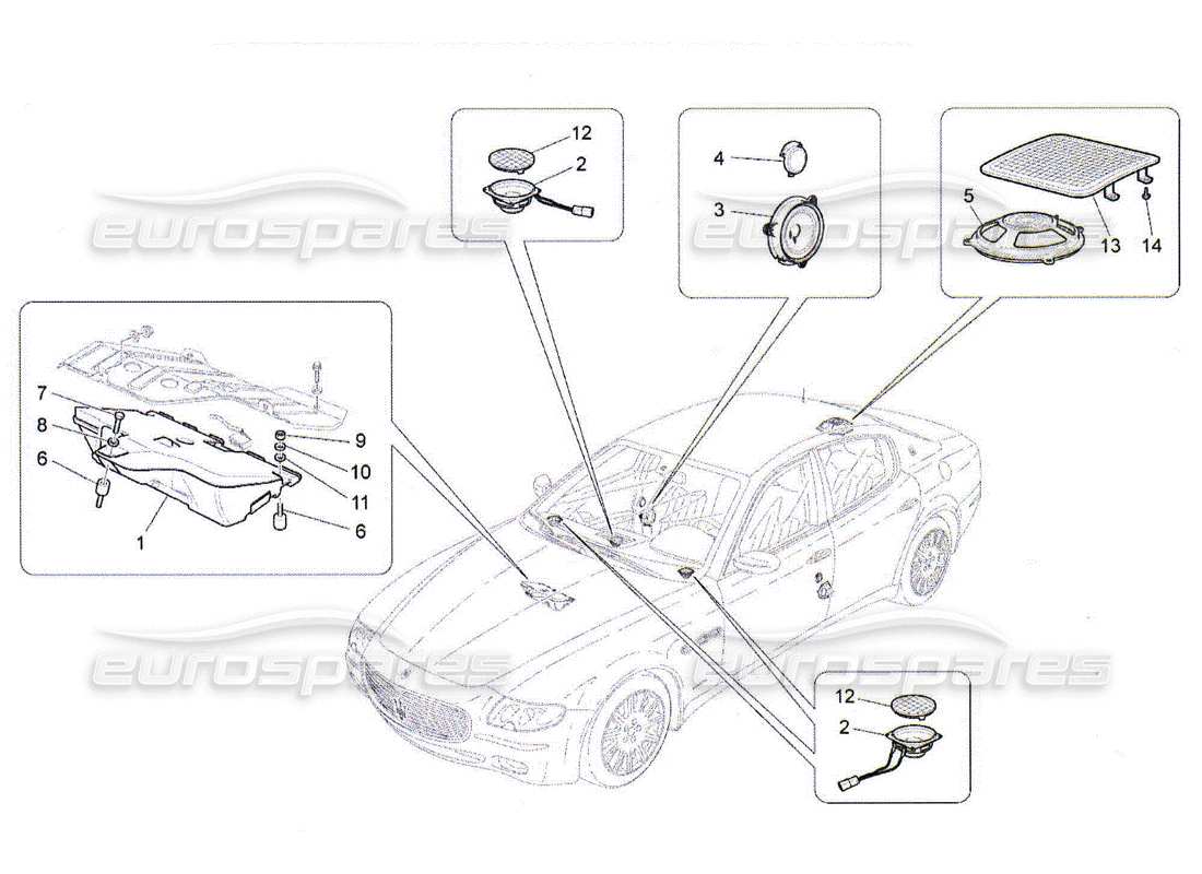 maserati qtp. (2010) 4.2 système de diffusion sonore schéma des pièces