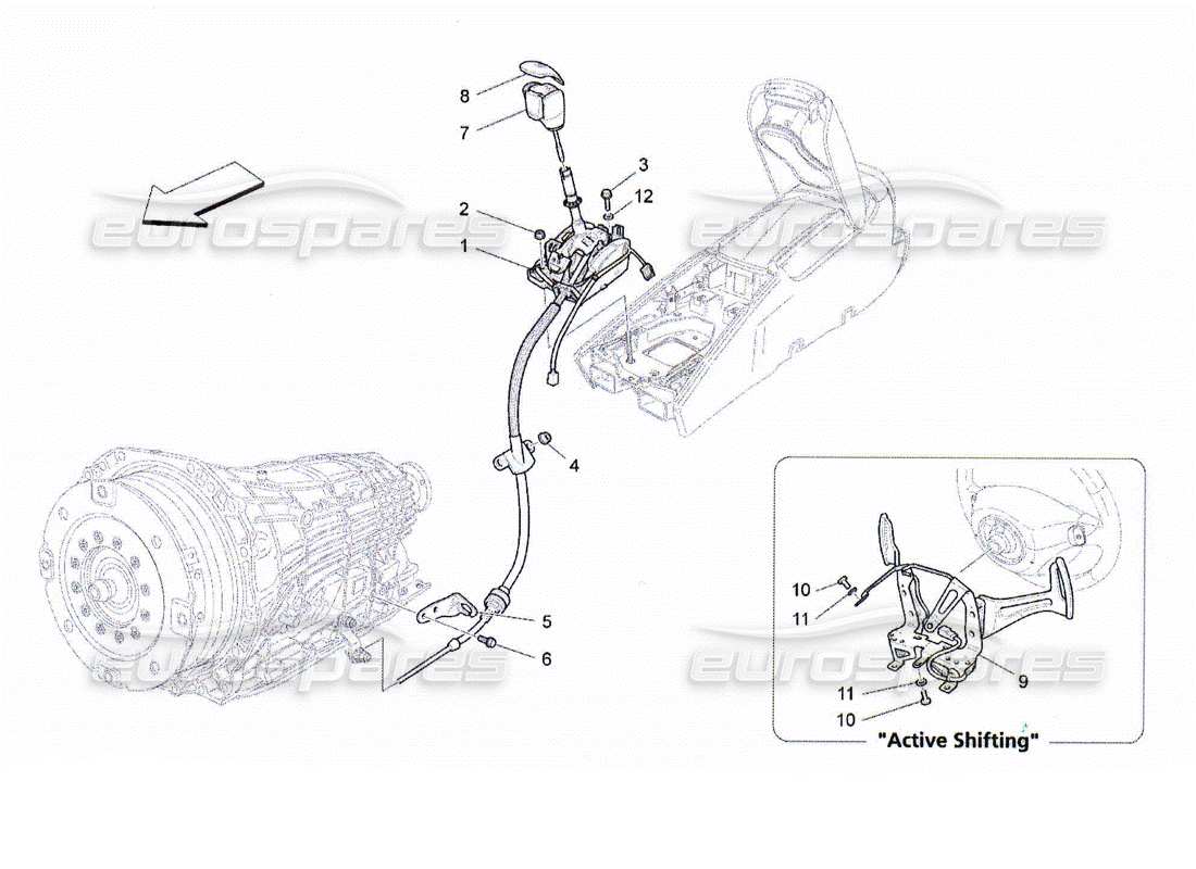 maserati qtp. (2010) 4.2 commandes du conducteur pour boîte de vitesses automatique schéma des pièces