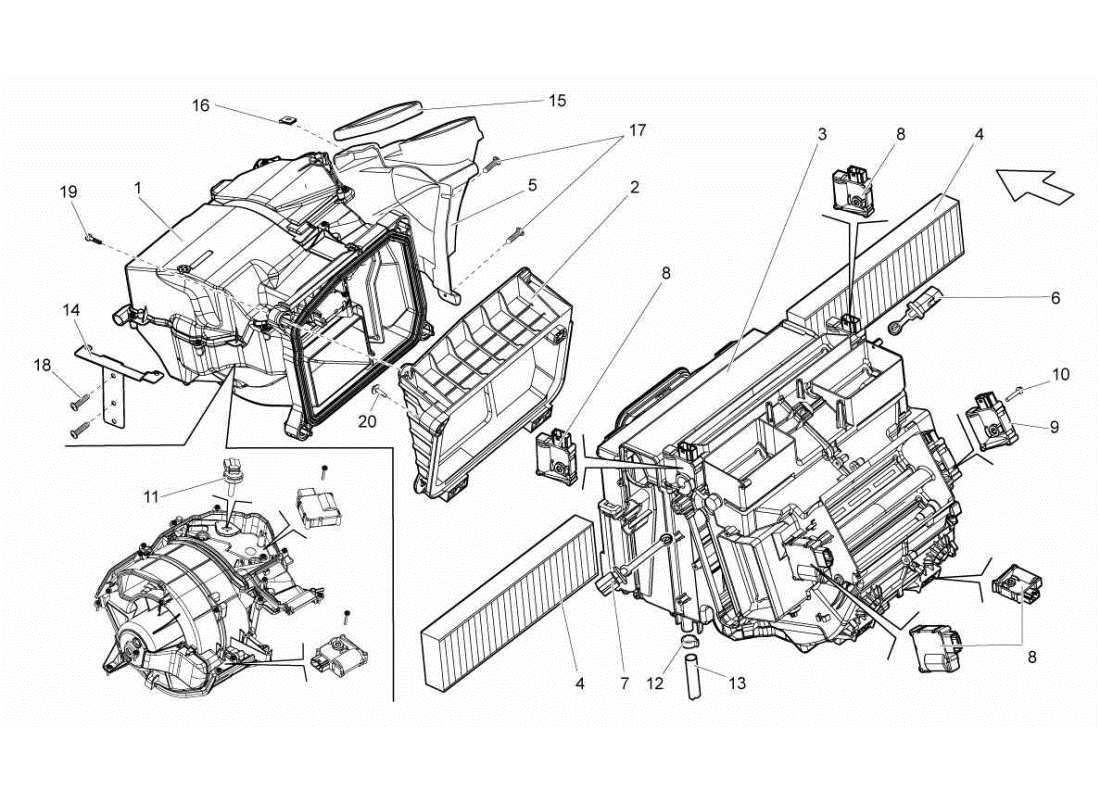 lamborghini gallardo sts ii sc système de conditionnement d'air schéma des pièces