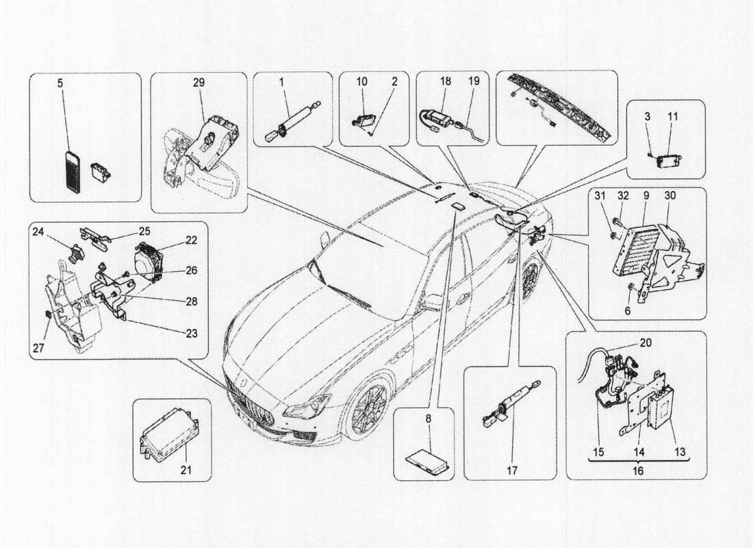 maserati qtp. v6 3.0 bt 410bhp 2wd 2017 diagramme des pièces du système informatique