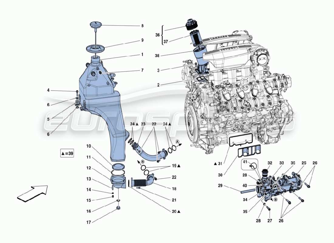 ferrari 488 challenge schéma des pièces du système de lubrification