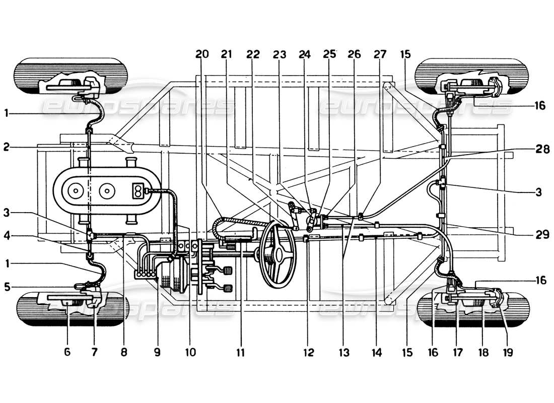 ferrari 330 gtc coupe conduites et système de frein schéma des pièces