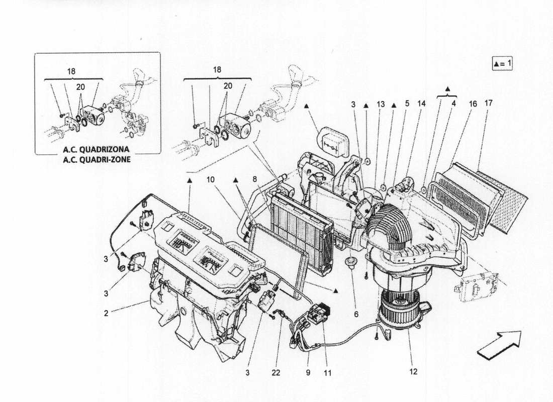 maserati qtp. v6 3.0 bt 410bhp 2wd 2017 unité a c : diagramme de pièces des dispositifs du tableau de bord