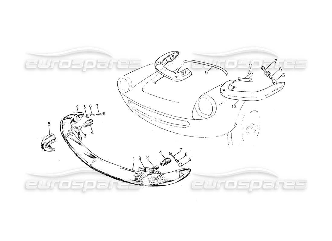 ferrari 275 (pininfarina coachwork) diagramme de la pièce antérieure du groupe paraurto