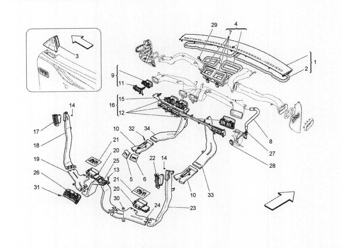 maserati qtp. v6 3.0 bt 410bhp 2wd 2017 unité a c : diagramme des pièces de diffusion
