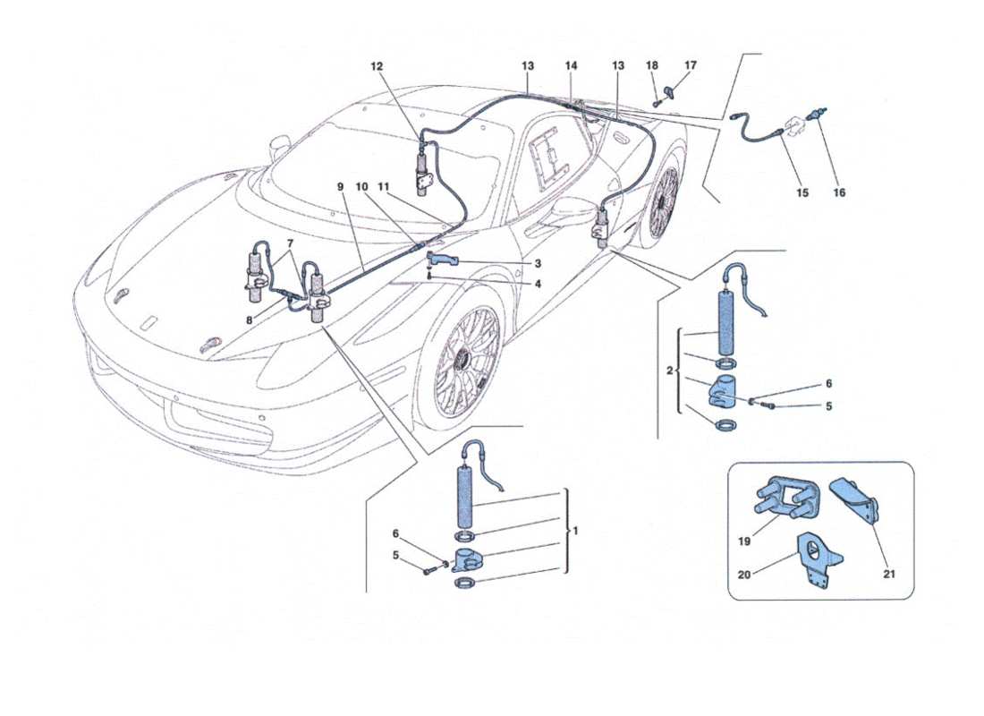ferrari 458 challenge diagramme des pièces de l'impianto sollevamento vettura