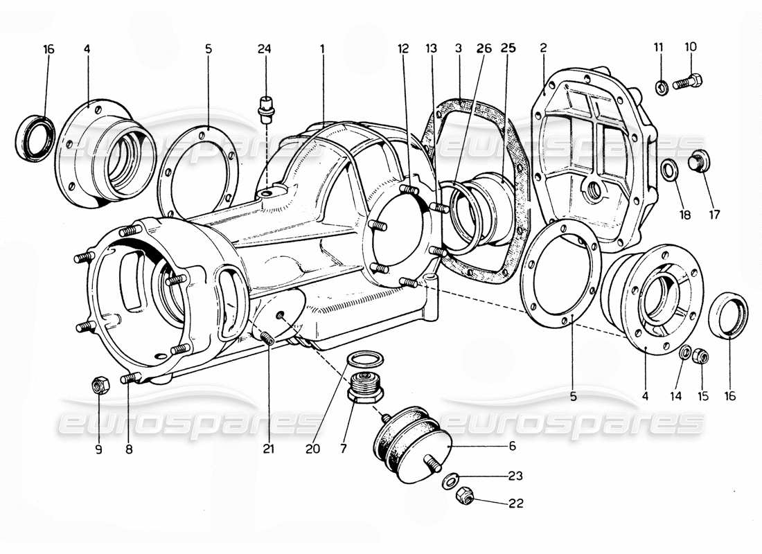 ferrari 365 gtc4 (mechanical) schéma des pièces différentielles scatola