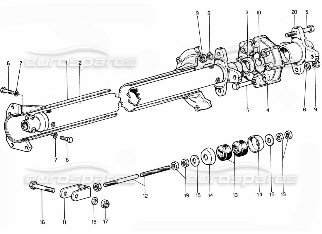 ferrari 365 gtc4 (mechanical) diagramme de pièce du tube de couple