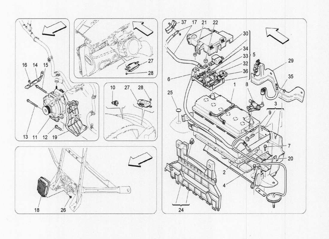 maserati qtp. v6 3.0 tds 275bhp 2017 diagramme des pièces de production et d'accumulation d'énergie