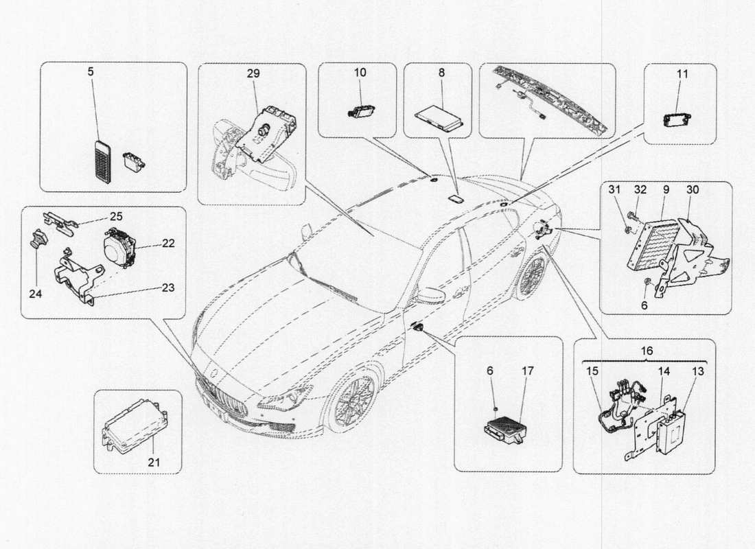 maserati qtp. v6 3.0 tds 275bhp 2017 diagramme des pièces du système informatique