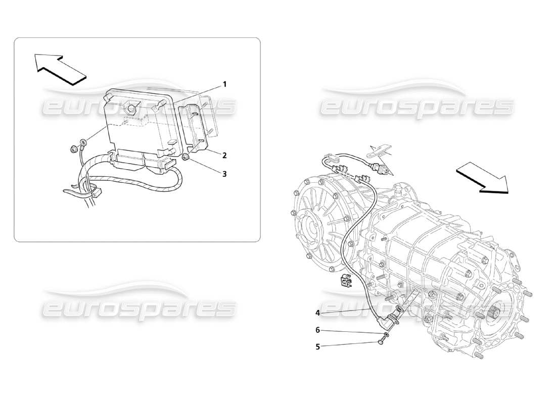 maserati qtp. (2003) 4.2 commandes électroniques (boîte de vitesses) schéma des pièces