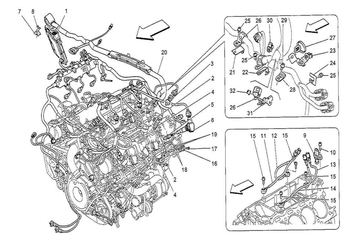 maserati qtp. v8 3.8 530bhp 2014 commande électronique : contrôle d'injection et de distribution moteur schéma des pièces