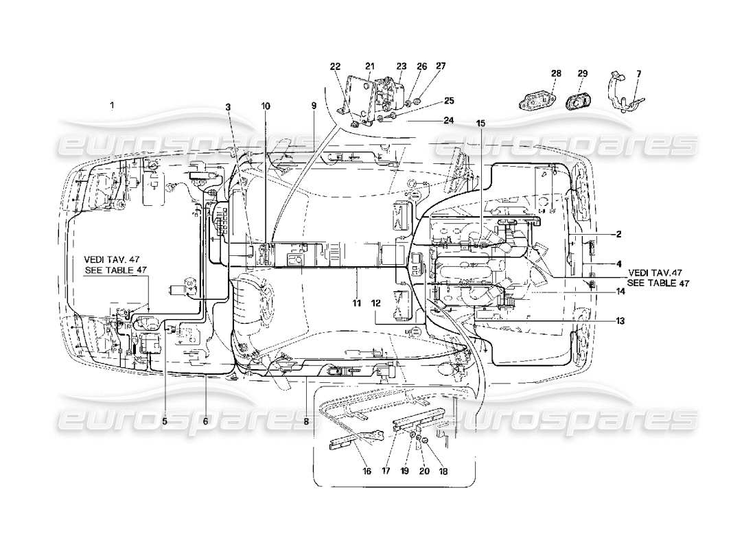 ferrari 348 (2.7 motronic) système électrique schéma des pièces