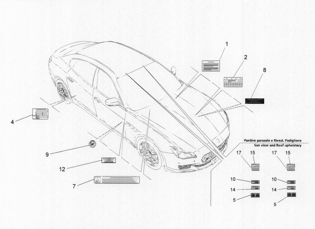 maserati qtp. v6 3.0 bt 410bhp 2015 diagramme de pièces d'autocollants et d'étiquettes