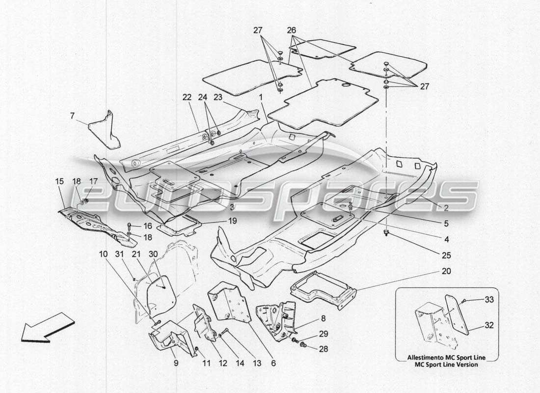 maserati grancabrio mc centenario diagramme des pièces de tappeti abitacolo