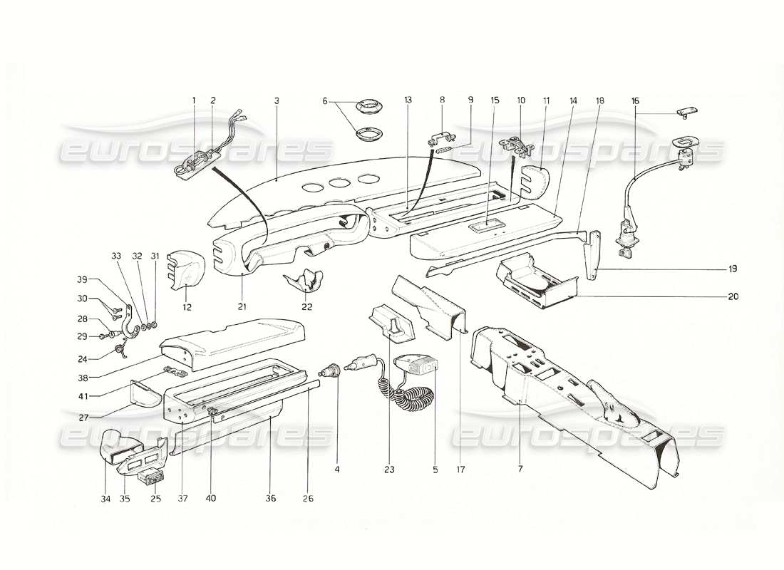 ferrari 308 gt4 dino (1976) garnitures intérieures et accessoires schéma des pièces