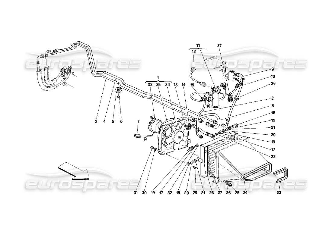 ferrari 348 (2.7 motronic) schéma des pièces du système de climatisation