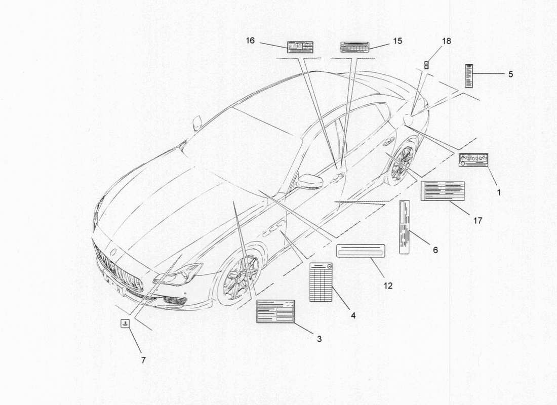 maserati qtp. v6 3.0 bt 410bhp 2015 diagramme de pièces d'autocollants et d'étiquettes