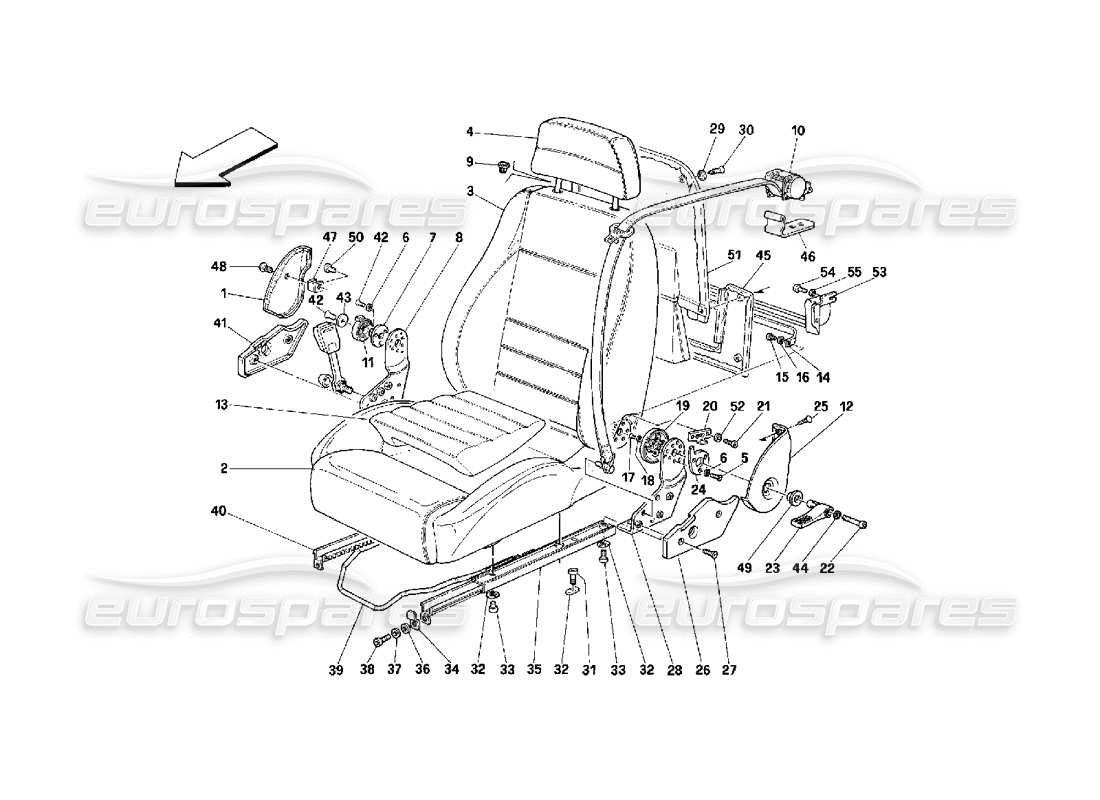 ferrari 348 (2.7 motronic) schéma des pièces des sièges et ceintures de sécurité