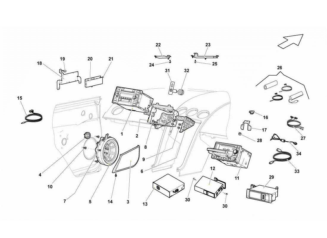 lamborghini gallardo lp560-4s update chaine hifi schéma des pièces