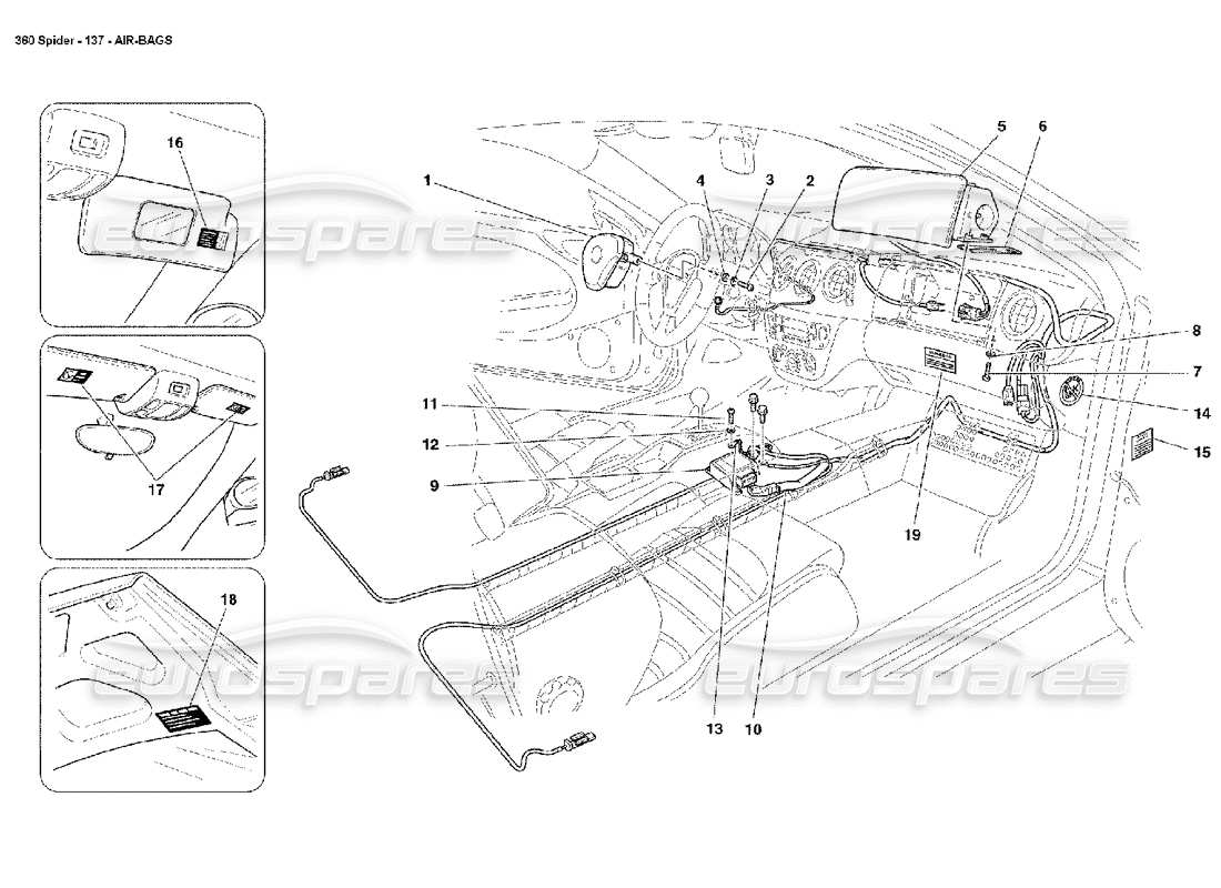 ferrari 360 spider sacs gonflables schéma des pièces