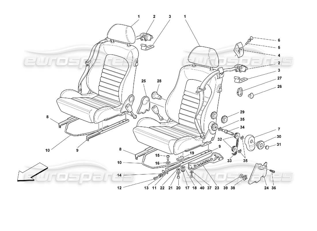ferrari 355 (2.7 motronic) sièges et ceintures de sécurité schéma des pièces